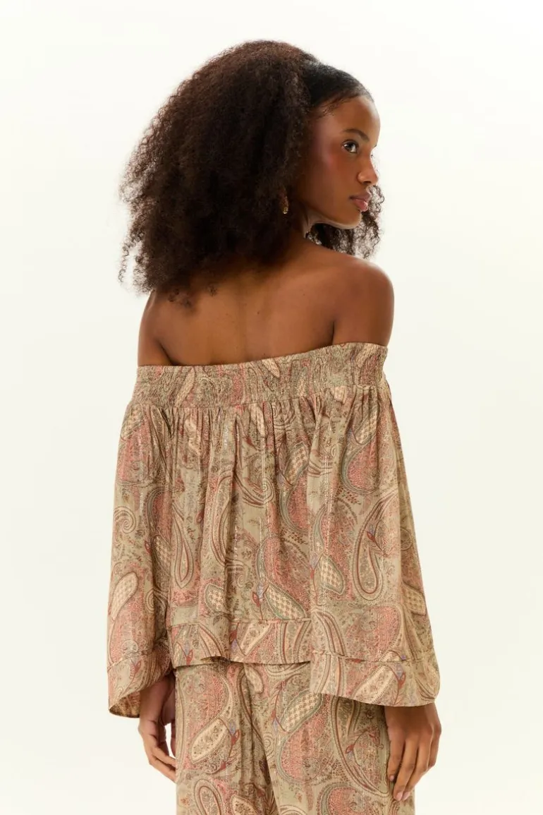 Blusa Lastex Estampa Folk
