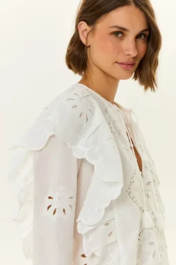 Blusa Manga Longa Bordado Lotus