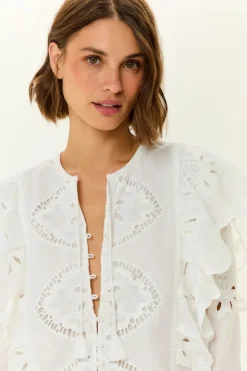 Blusa Manga Longa Bordado Lotus