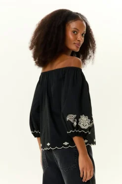 Blusa Ombro a Ombro Bordado Folk