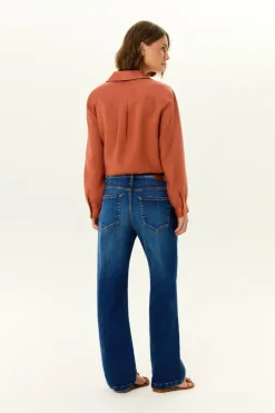 Calça Jeans Reta Used Barra Larga