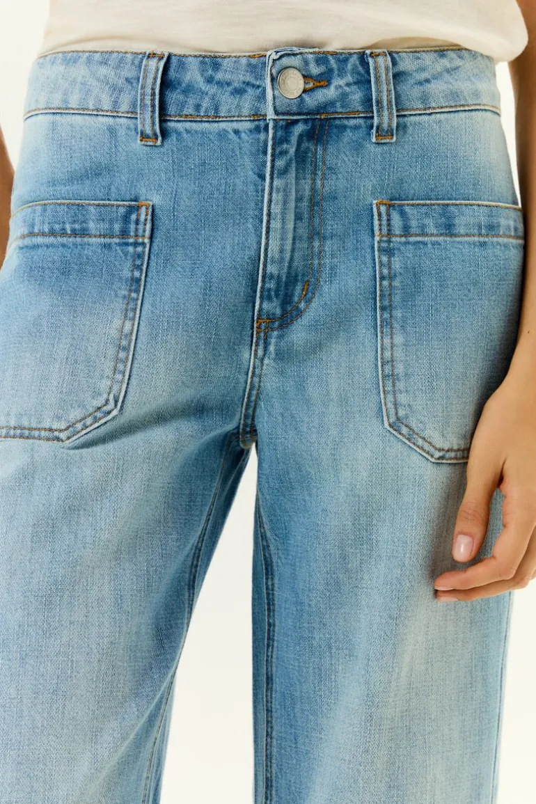 Calça Jeans Reta Used Bolsos Frente