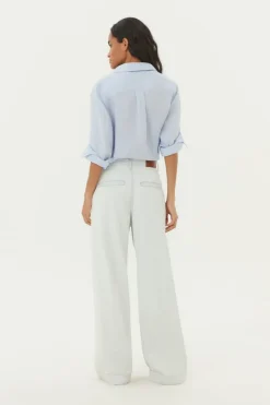 Calça Jeans Wide Leg Pregas