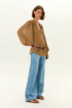 Calça Jeans Wide Leg Rebites Laterais
