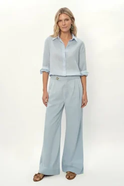 Calça Sarja Pantalona Pregas