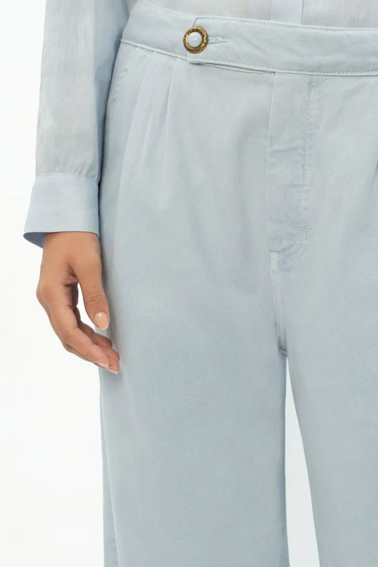 Calça Sarja Pantalona Pregas