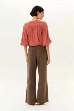 Calça Sarja Wide Estonada Nervura
