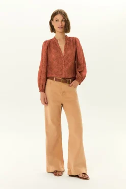 Calça Sarja Wide Leg Barra Larga