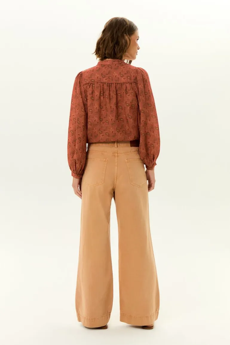 Calça Sarja Wide Leg Barra Larga