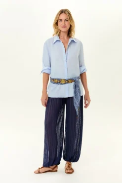Calça Tricot Aladim Plissada