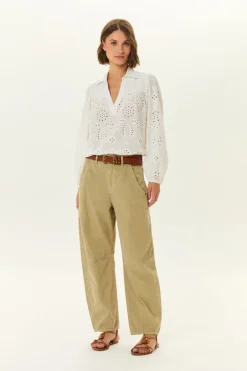 Calça Veludo Cotele Barrel Pregas