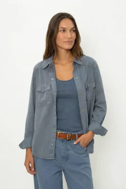 Camisa Sarja Stone Com Pala e Bolsos