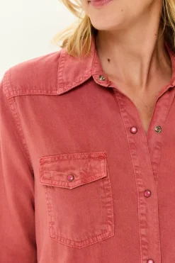 Camisa Sarja Stone Com Pala e Bolsos