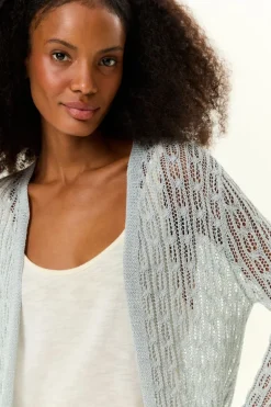 Cardigan Tricot Ponto Rendado Brilhos