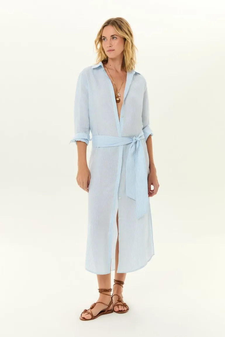 Chemise Listrada Linho