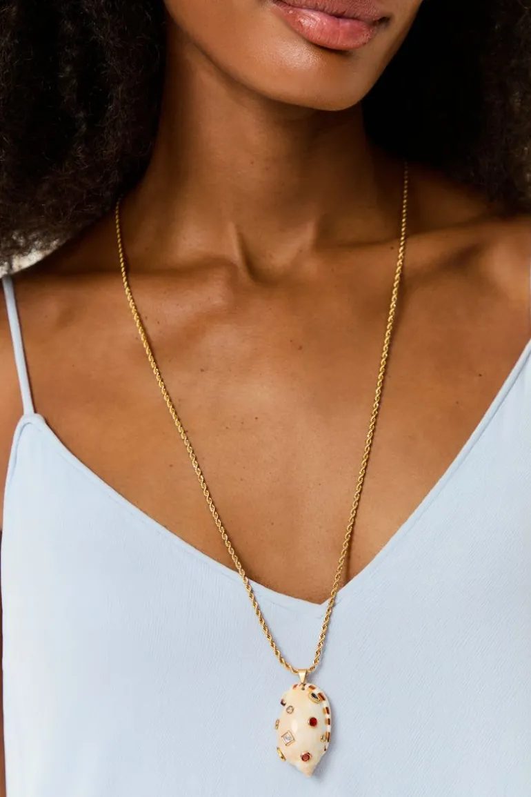 Colar Concha Com Pedras