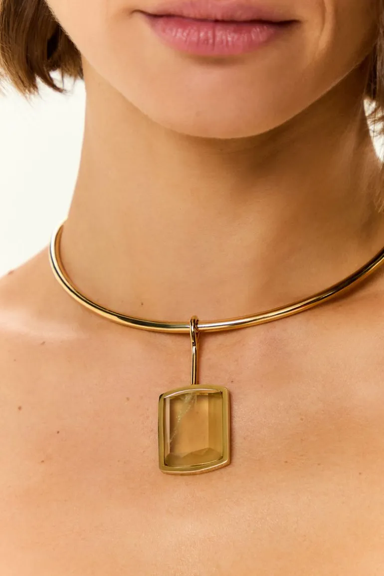 Gargantilha Metal Com Citrino