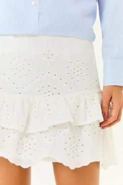 Saia Curta Camadas Laise Bordado Cristal