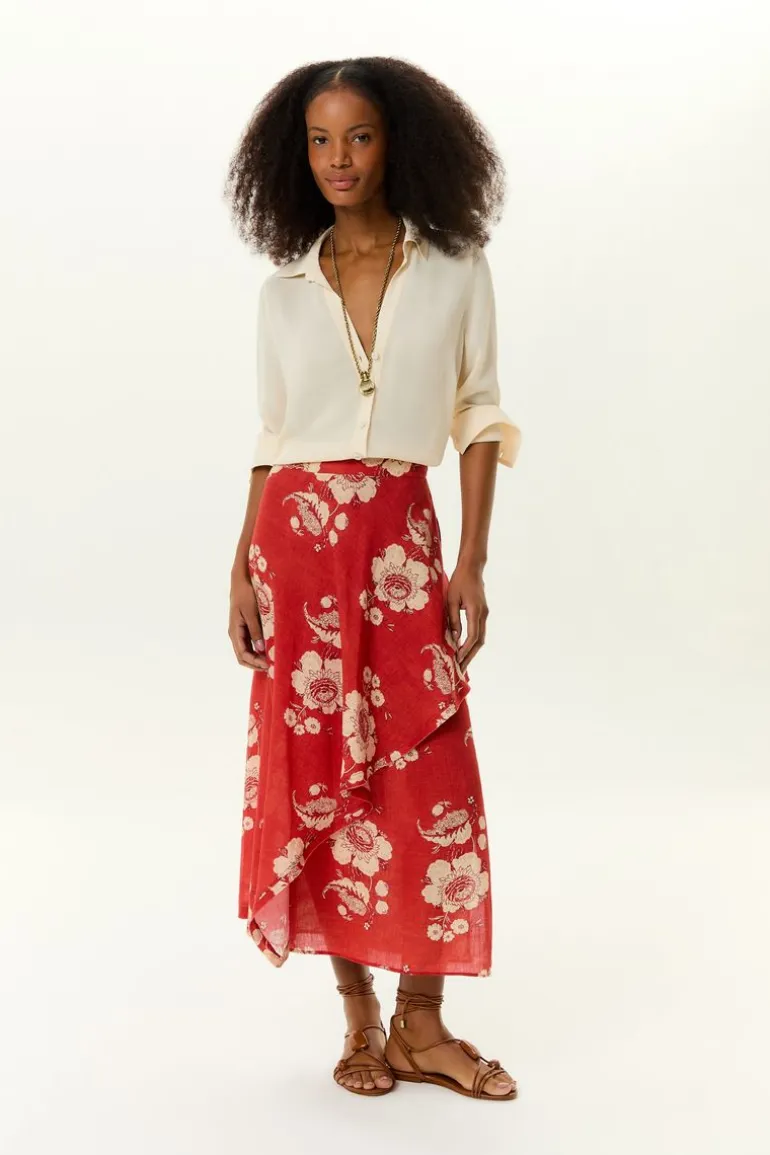 Saia Midi Estampa Fleur a