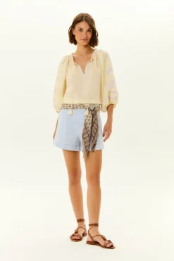 Short Alfaiataria Linho Prega