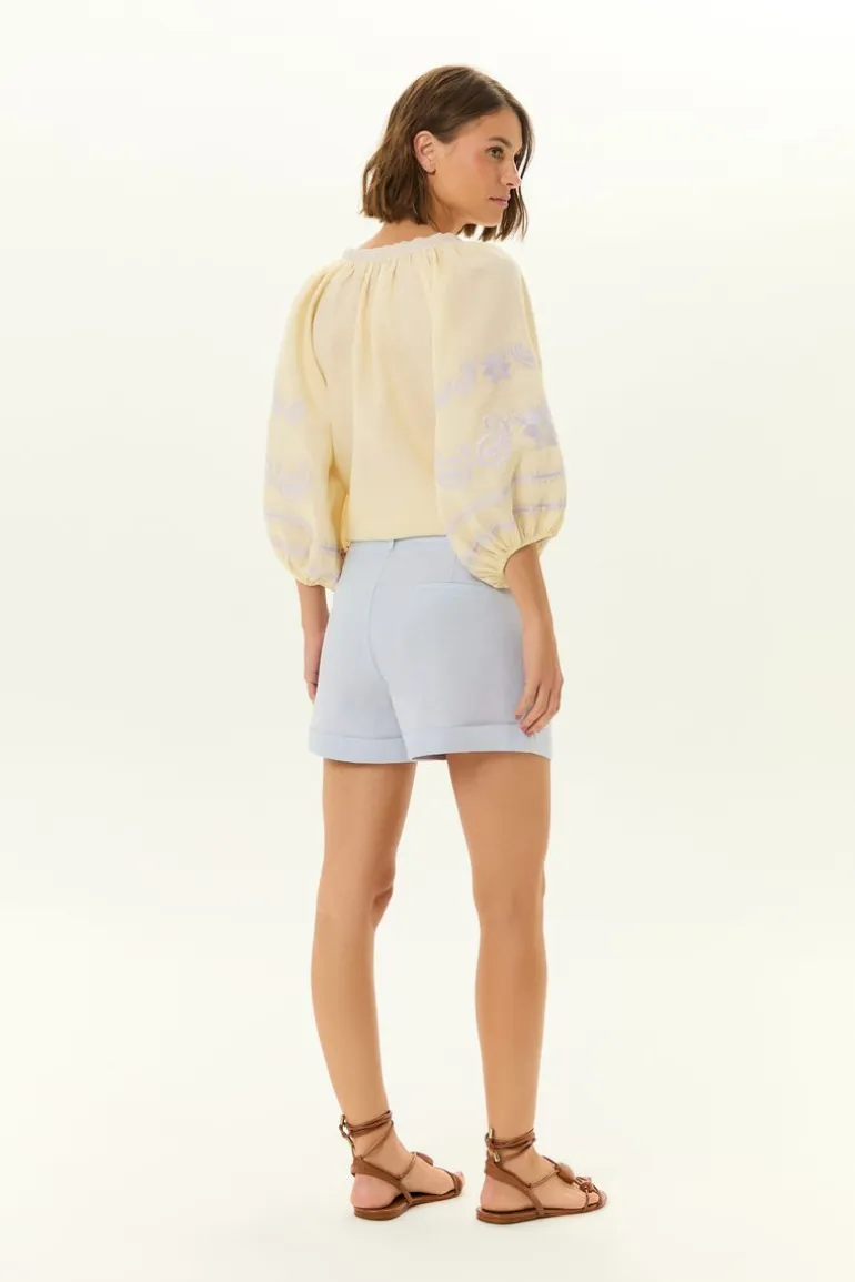 Short Alfaiataria Linho Prega