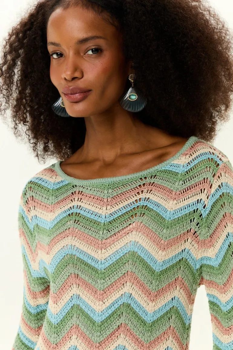 Vestido Curto Tricot Chevron
