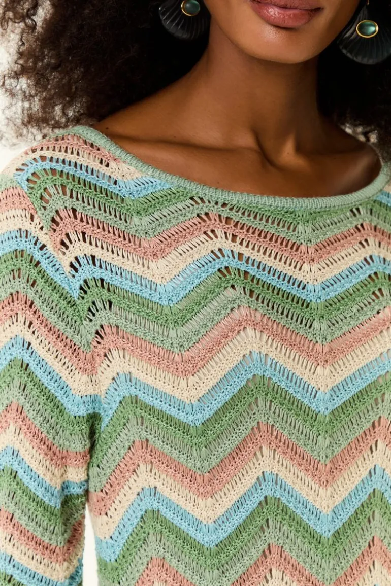 Vestido Curto Tricot Chevron