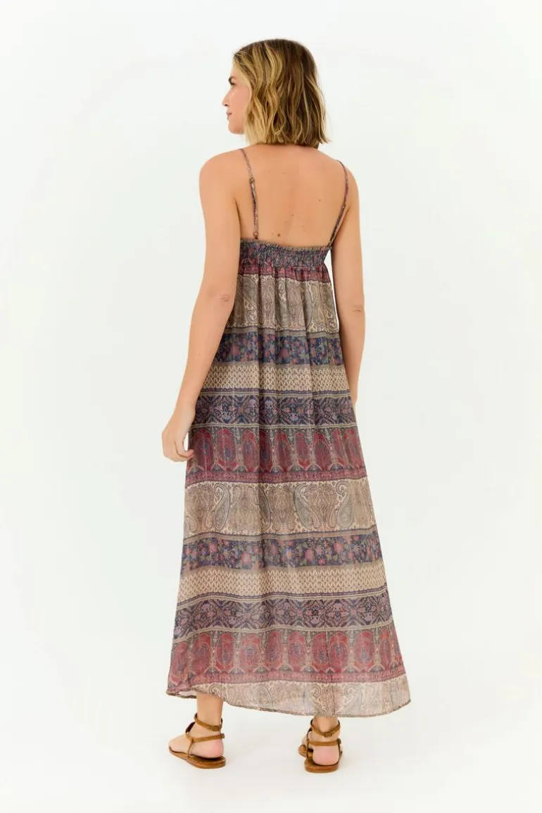Vestido Longo Lastex Estampa Geranium