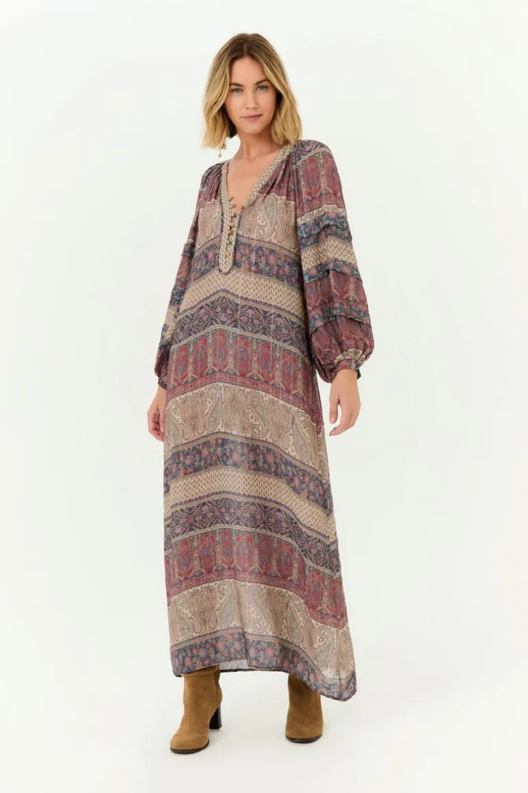 Vestido Longo Mix Estampa Geranium