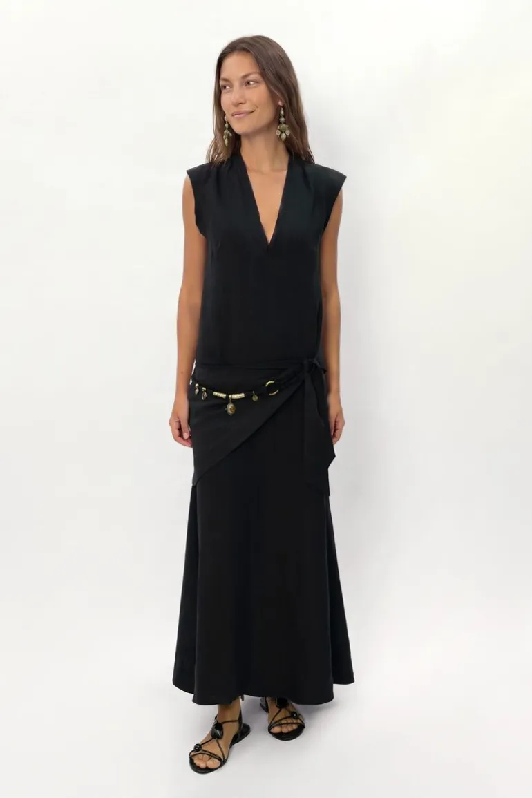 Vestido Midi Alça Metais