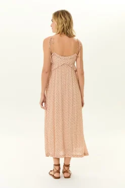 Vestido Midi Babados Estampa Plumy