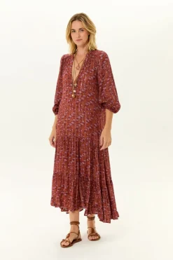 Vestido Midi Camadas Estampa Roses