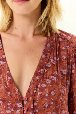 Vestido Midi Camadas Estampa Roses