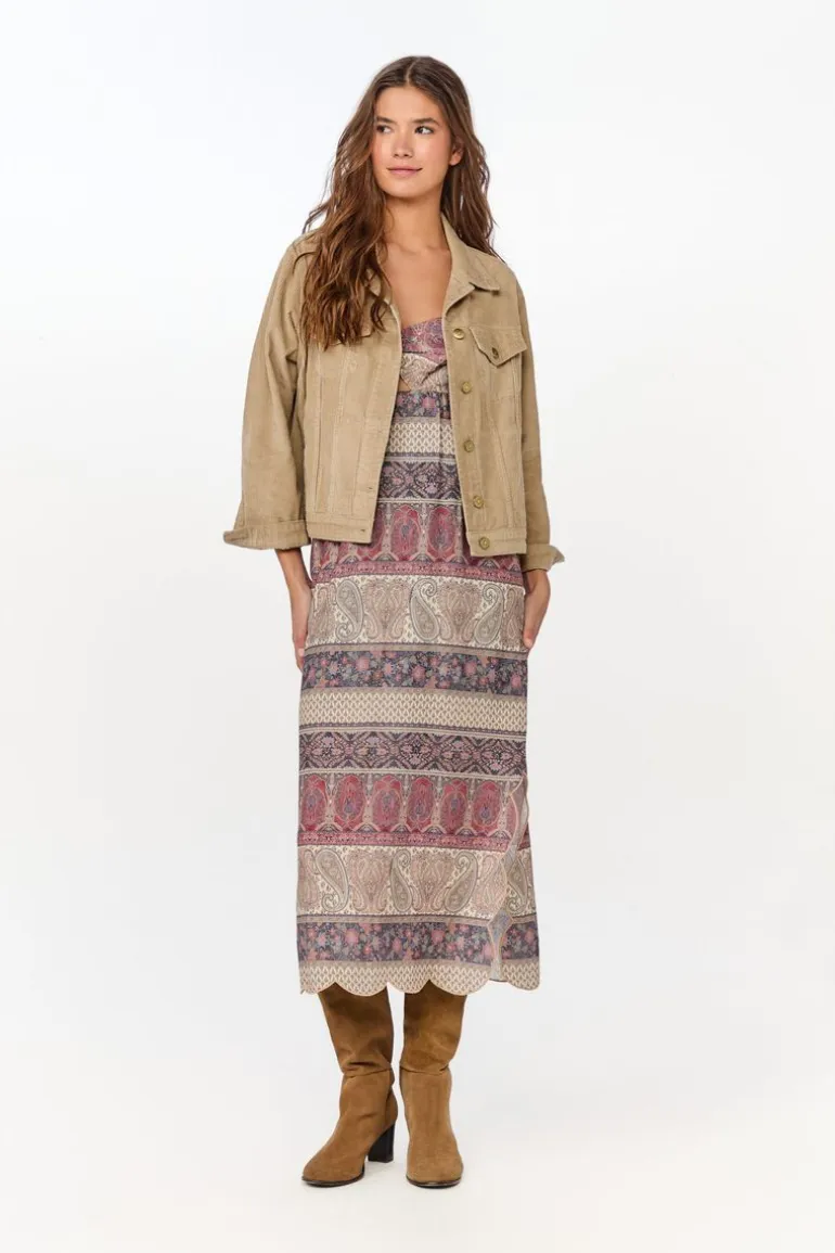 Vestido Midi Festone Est Geranium