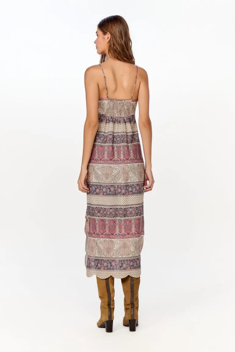 Vestido Midi Festone Est Geranium