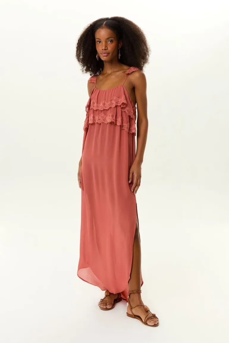 Vestido Midi Ggt Babado Renda