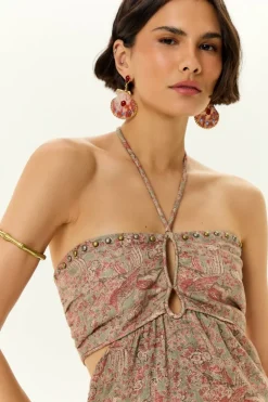 Vestido Midi Linho Estampa Condor