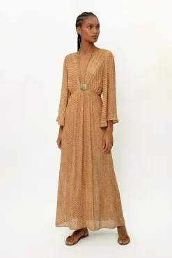 Vestido Midi Pontas Estampa Line