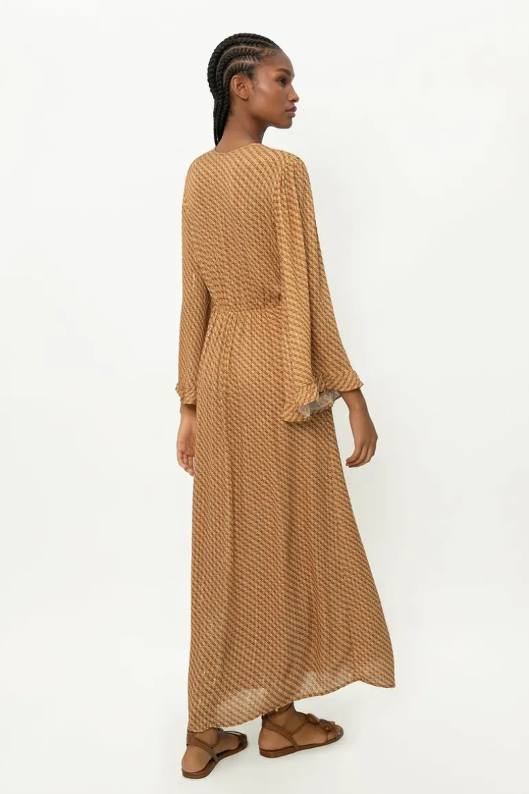Vestido Midi Pontas Estampa Line