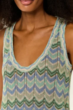Vestido Midi Tricot Fendas Chevron