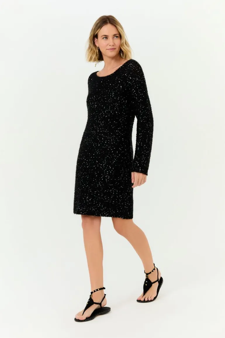 Vestido Tricot Pull Mini Paetes