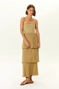Vestido Tricot Sem Alça Babados