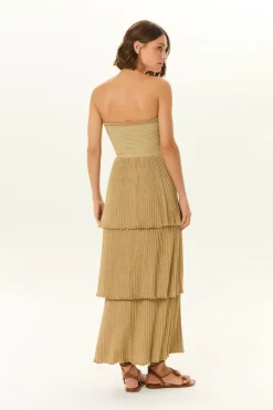 Vestido Tricot Sem Alça Babados