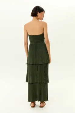 Vestido Tricot Sem Alça Babados