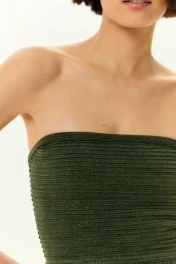 Vestido Tricot Sem Alça Babados