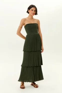 Vestido Tricot Sem Alça Babados